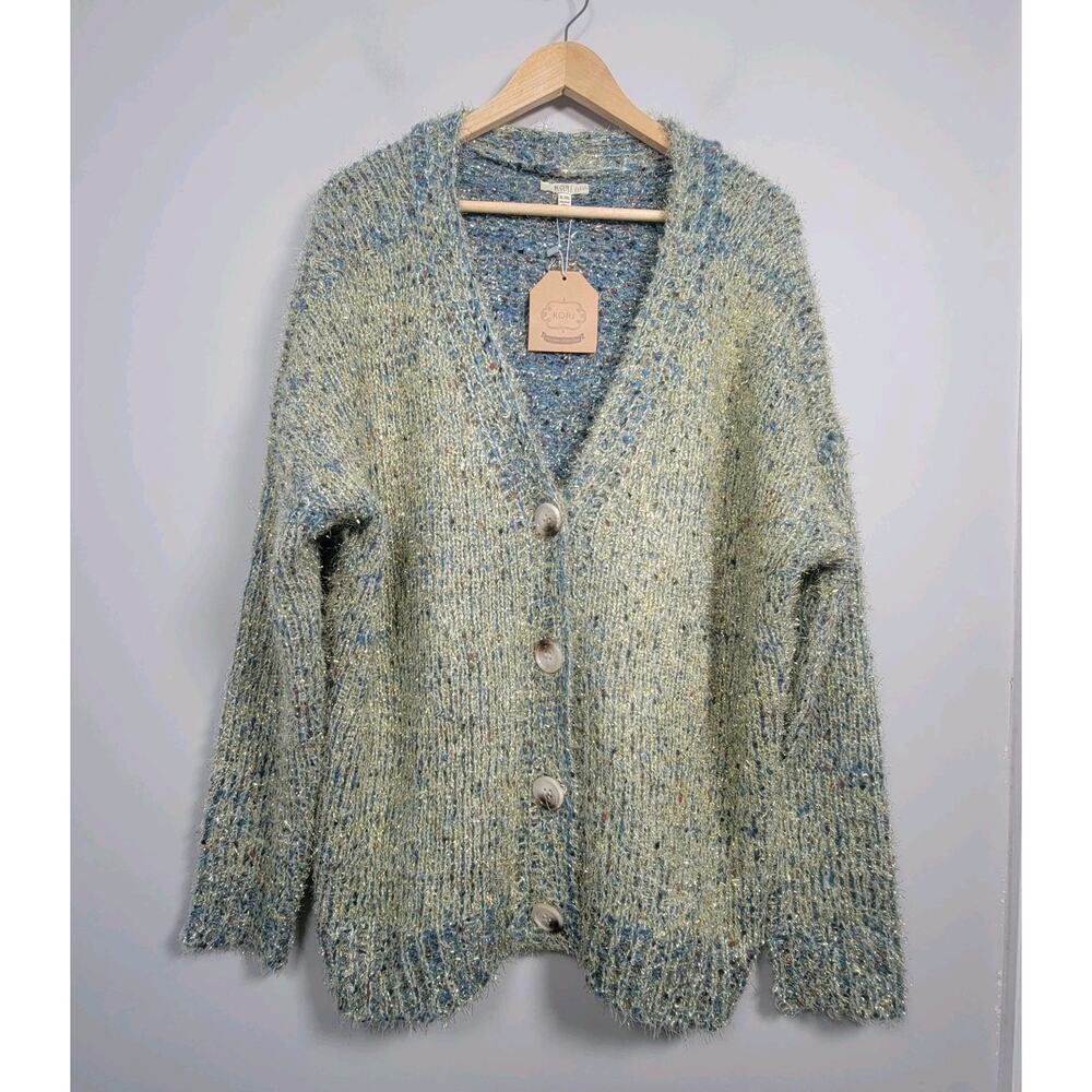 NWT Kori Plus Womens XL/1XL V Neck Sweater Cardigan